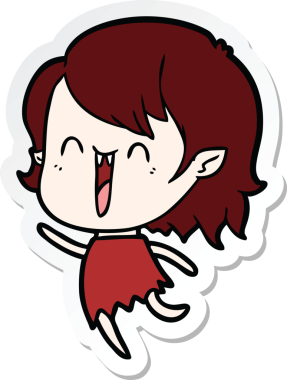 Bir insan tarafından çizilmiş şirin, mutlu bir vampir kızın çıkartması.