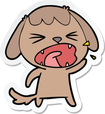 Bir insan tarafından çizilmiş şirin bir köpeğin çıkartması.