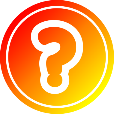 Bir insan tarafından çizilen sıcak gradyan bitiş çizgili dairesel soru işareti simgesi