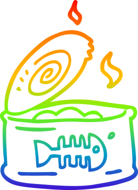 gökkuşağı gradyan çizgisi bir insan tarafından çizilmiş bir ton balığı konservesi.