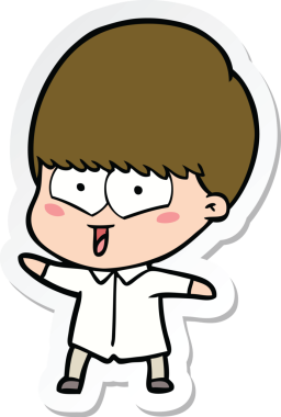 Bir insan tarafından çizilmiş mutlu bir çocuğun çıkartması.