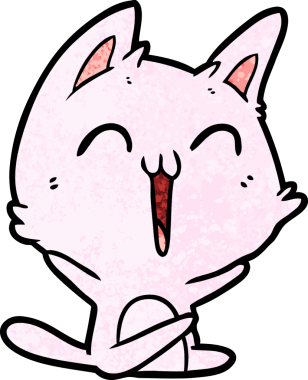 Mutlu çizgi film kedisi miyavlıyor bir insan tarafından