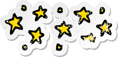 Bir insan tarafından çizilmiş bir çizgi film yıldızının sıkıntılı çıkartması.