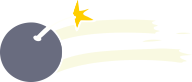 Bir insan tarafından çizilmiş bir bombanın el çizimi karikatürü