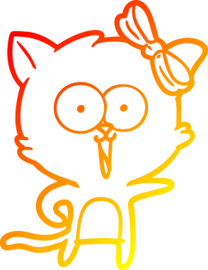 Bir insan tarafından çizilmiş çizgi film kedisinin sıcak çizgi çizimi