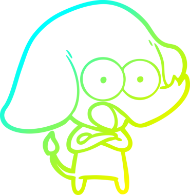 Bir insan tarafından çizilmiş şirin bir filin soğuk gradyan çizgisi