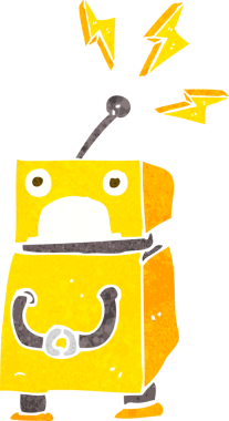 Bir insan tarafından çizilmiş küçük robot.