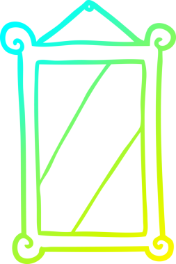 Bir insan tarafından çizilmiş eski bir aynanın soğuk gradyan çizgisi.