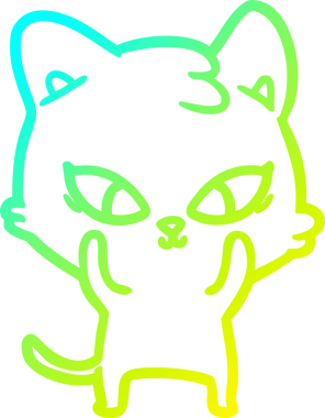 Bir insan tarafından çizilmiş bir çizgi film kedisinin soğuk gradyan çizgisi.