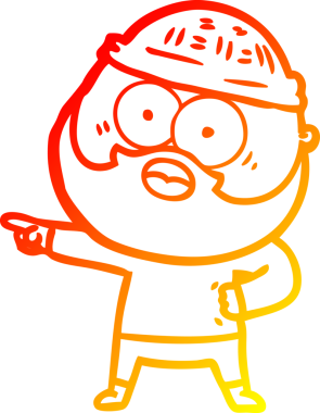 Bir insan tarafından çizilmiş sakallı bir adamın sıcak çizgi çizimi.