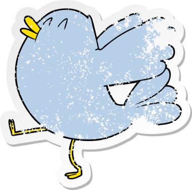 Bir insan tarafından çizilmiş kanat çırpan bir karikatür çıkartması.