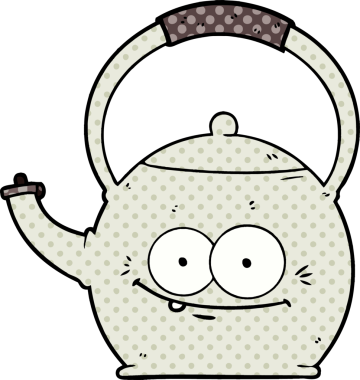 Bir insan tarafından çizilmiş bir çaydanlık.