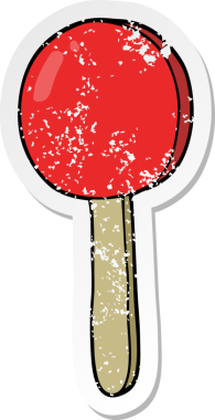 Bir insan tarafından çizilmiş bir lolipopun sıkıntılı çıkartması.