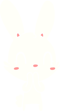 Bir insan tarafından çizilmiş düz renk çizgi film tavşanı.