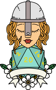 Retro Dövme Tarzı İnsan Savaşçısı Doğal 20 rulo ile Bir insan tarafından çizilmiş