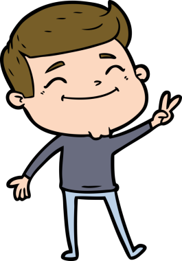 Bir insan tarafından çizilmiş mutlu çizgi film adamı.