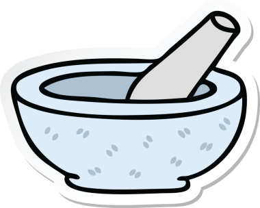 Bir insan tarafından çizilmiş karikatür tokmağı ve havan topu.