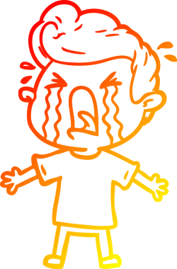 Bir insan tarafından çizilmiş, ağlayan bir çizgi film karakteri.