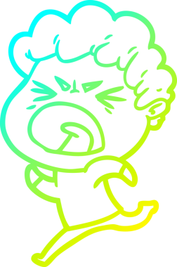 Bir insan tarafından çizilmiş öfkeli bir çizgi film karakteri.