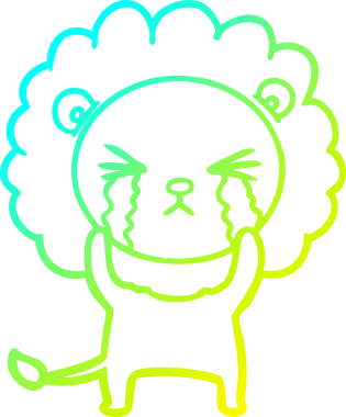 Bir insan tarafından çizilmiş ağlayan aslanın soğuk gradyan çizgisi