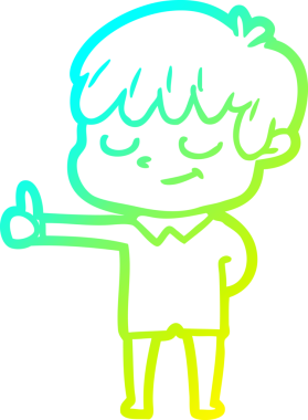 Bir çizgi film karakteri çizen soğuk çizgi bir insan tarafından çizilmiş mutlu çocuk.