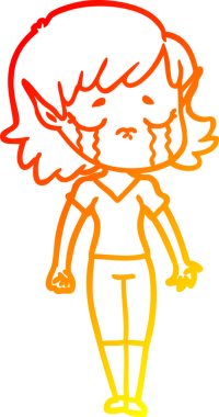 Bir insan tarafından çizilmiş, ağlayan bir elf kızı çizimi.