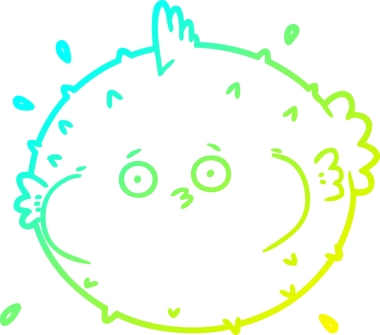 Bir insan tarafından çizilen kirpi balığının soğuk gradyan çizimi