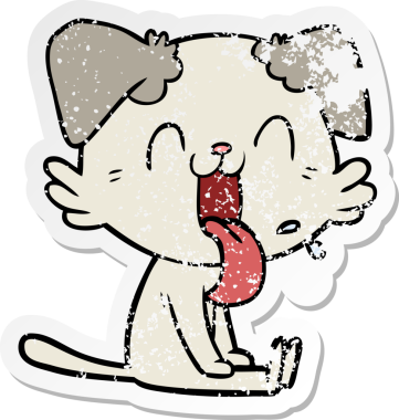 Bir insan tarafından çizilmiş, nefes nefese kalmış bir köpeğin sıkıntılı çıkartması.