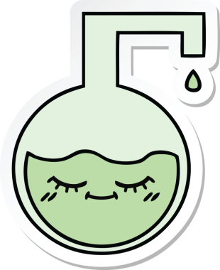 Bir insan tarafından çizilmiş şirin bir karikatür bilim deneyinin çıkartması.