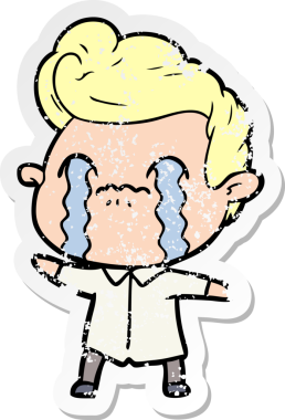 Bir insan tarafından çizilmiş ağlayan bir karikatürcünün sıkıntılı çıkartması.