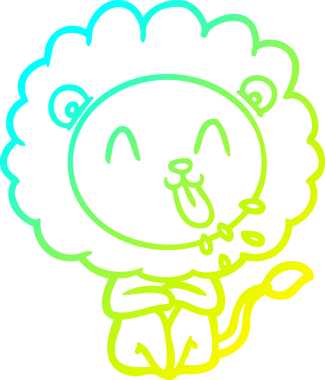 Bir insan tarafından çizilmiş mutlu çizgi film aslanı çizimi.