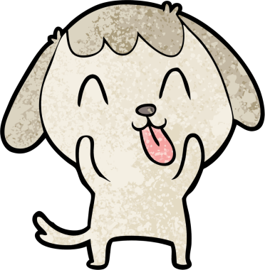 Bir insan tarafından çizilmiş şirin bir çizgi film köpeği.