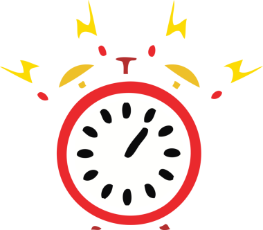 Bir insan tarafından çizilmiş çalar saatin düz renk retro karikatürü