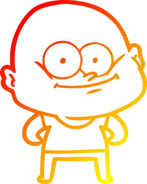 Bir insan tarafından çizilmiş kel bir adamın sıcak çizgi çizimi.