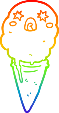 Bir çizgi filmin gökkuşağı gradyan çizimi bir insan tarafından çizilmiş dondurmayı şok etti.