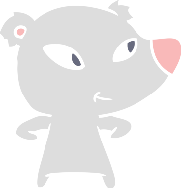 Bir insan tarafından çizilmiş şirin düz renkli çizgi film ayısı.