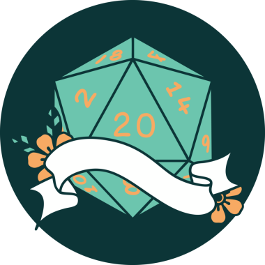 Bir insan tarafından çizilen 20 D20 zar atma ikonu