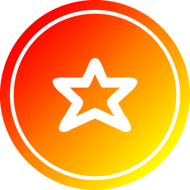 Bir insan tarafından çizilen sıcak gradyan bitiş ile yıldız şekli dairesel simgesi