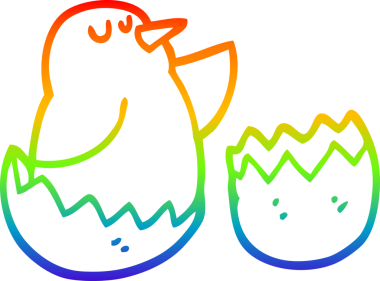 gökkuşağı gradyan çizgi çizimi bir insan tarafından çizilmiş yumurtadan çıkan bir kuş