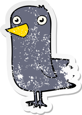 Bir insan tarafından çizilmiş karikatür kuşunun sıkıntılı çıkartması