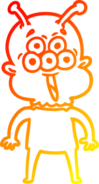 Bir insan tarafından çizilmiş mutlu çizgi film uzaylısının sıcak çizgi çizimi