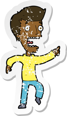 Bir insanın çizdiği korku dolu bir karikatürün gerilimli çıkartması.