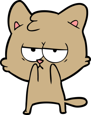 Bir insan tarafından çizilmiş sıkıcı çizgi film kedisi.