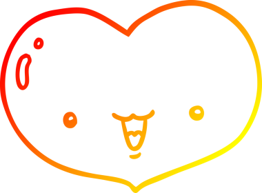 Bir insan tarafından çizilmiş bir aşk kalp karakterinin sıcak çizgi çizimi