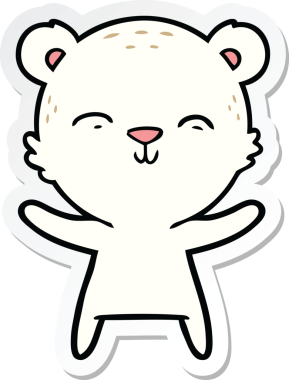 Bir insan tarafından çizilmiş mutlu bir kutup ayısının çıkartması.