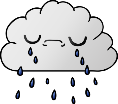 Bir insan tarafından çizilmiş ağlayan tatlı bulutun gradyan çizimi.