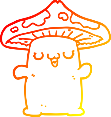 Bir insan tarafından çizilmiş bir mantar mantarının sıcak çizgi çizimi