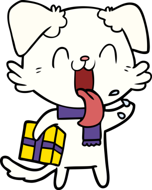 Bir insan tarafından çizilmiş, nefes nefese kalmış bir köpek.