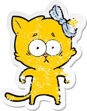 Bir insan tarafından çizilmiş karikatür bir kedinin sıkıntılı çıkartması.