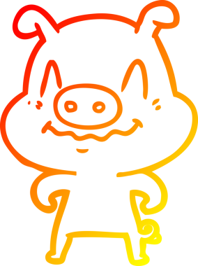 Bir insan tarafından çizilmiş gergin bir domuz çizgi çizimi.